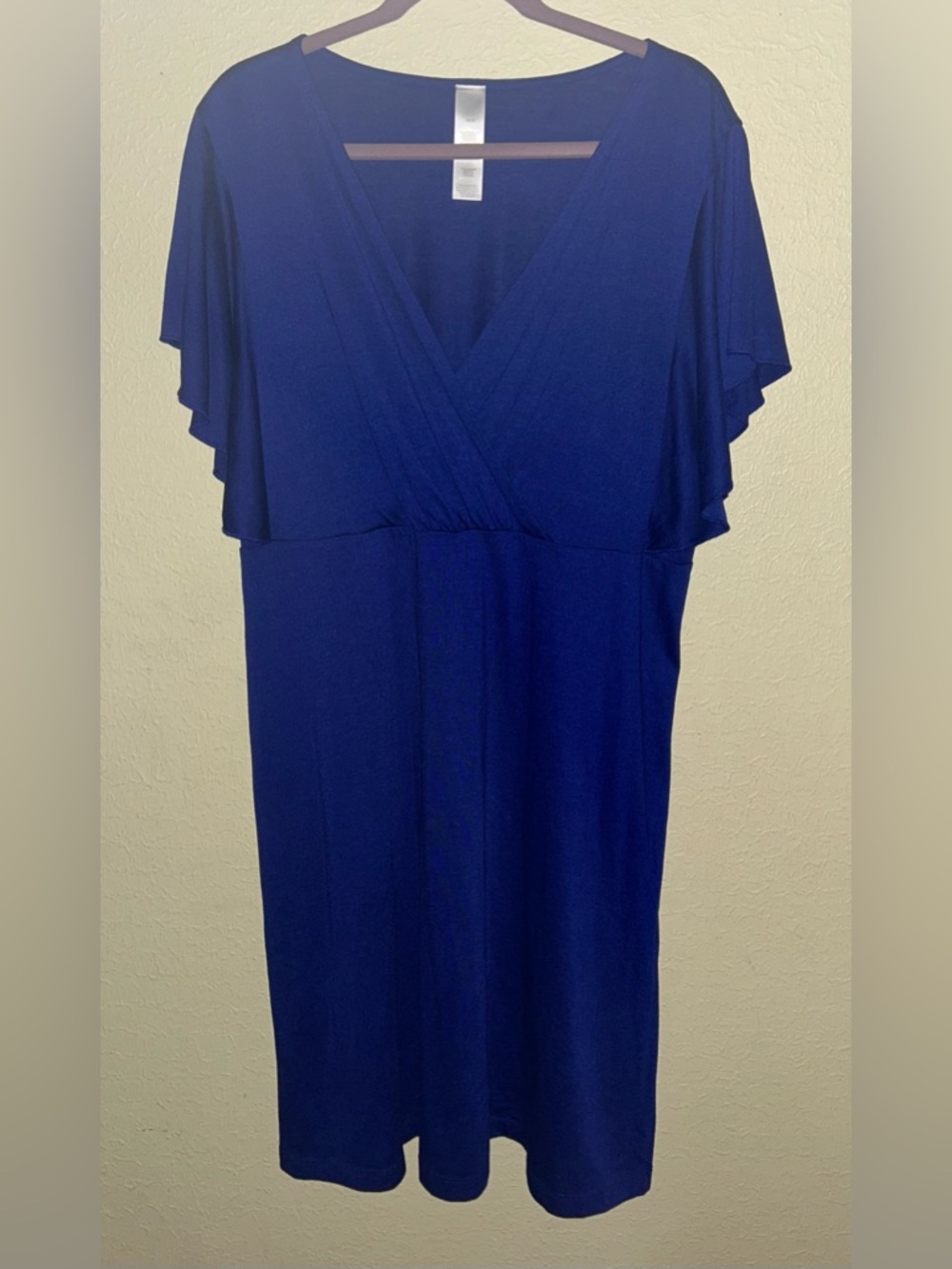 Royal Blue V-Neck Flutter Sleeve Dress